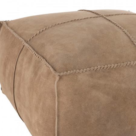 Pouf beige en cuir carré - Jane 