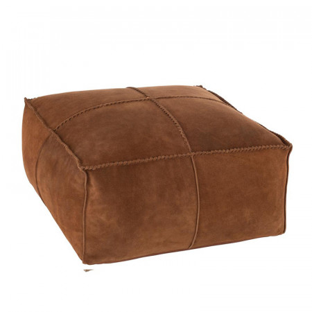 Pouf en cuir marron carré - Jane