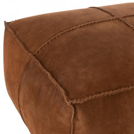 Pouf cuir marron carré - Jane 