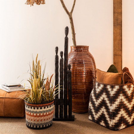 Pouf carré en cuir marron - Jane