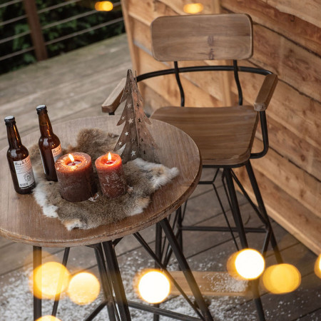 Table haute industrielle en bois et métal noir - Bisto