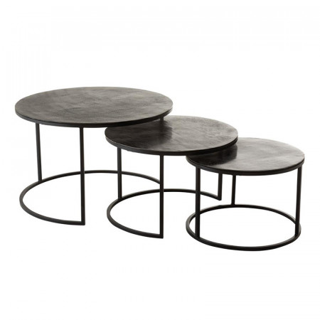 Table basse gigogne en métal noir - Cléo