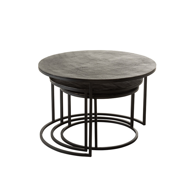 Table basse gigogne design en métal noir - Cléo