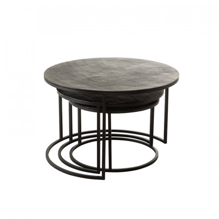 Table basse gigogne design en métal noir - Cléo