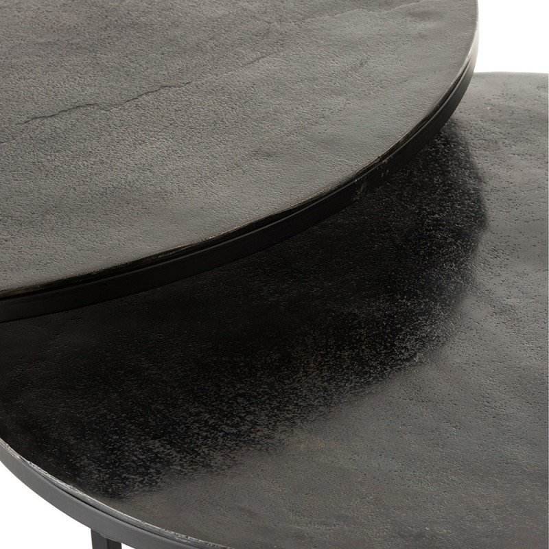 Table basse gigogne noir en métal - Cléo 