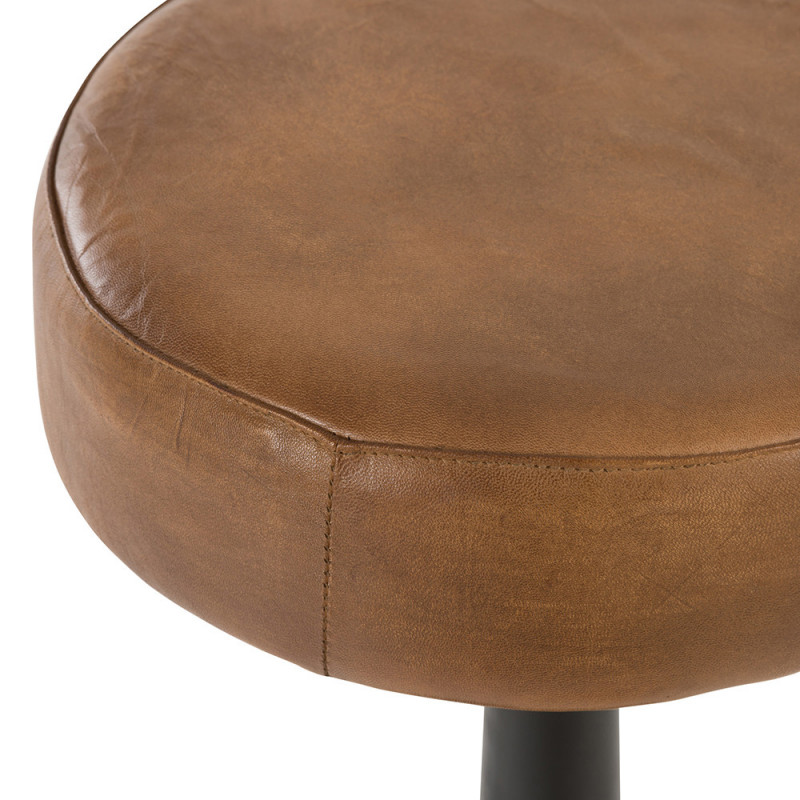 Tabouret de bar industriel en cuir marron sans dossier  - Stir
