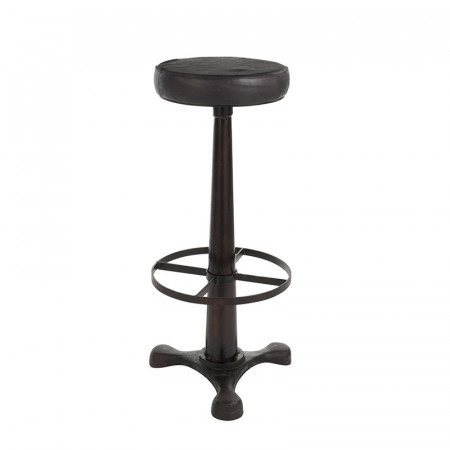 Tabouret de bar rond noir sans dossier - Timéo