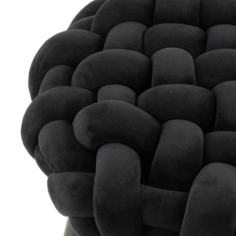 Tabouret assise tricot noir design - Agathe