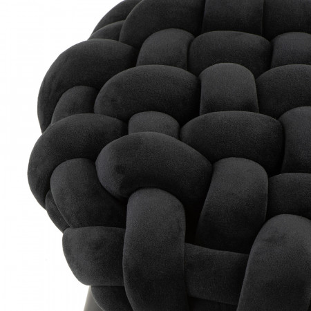 Tabouret assise tricot noir design - Agathe