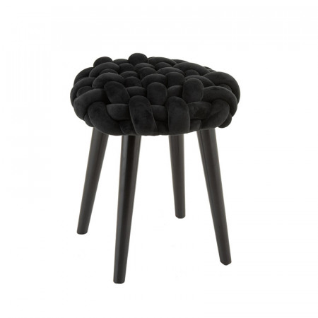 Tabouret design assise tricot noir - Agathe