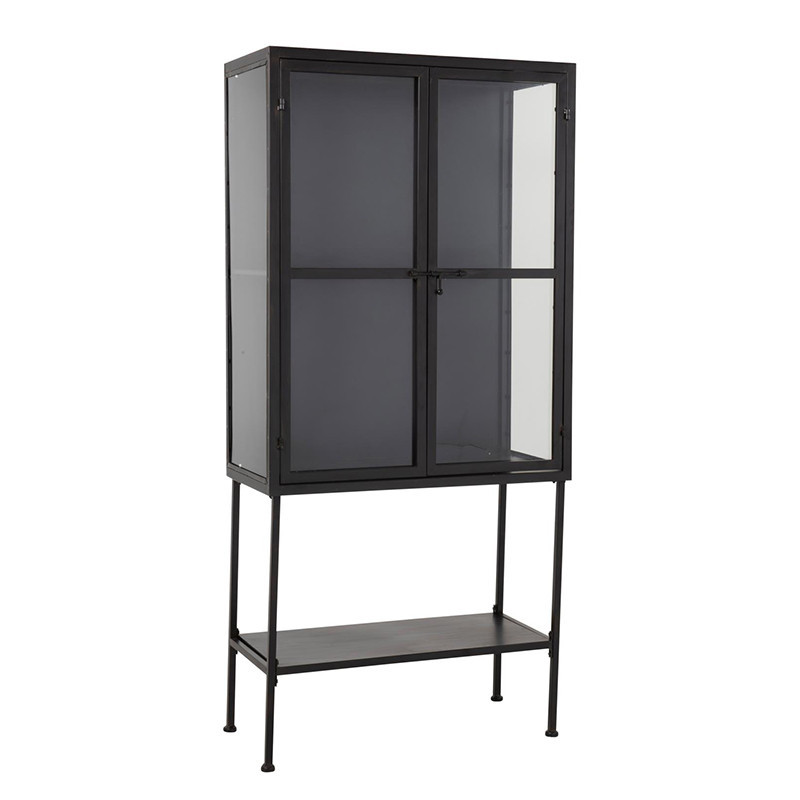 Meuble vitrine noir design en métal - Loise
