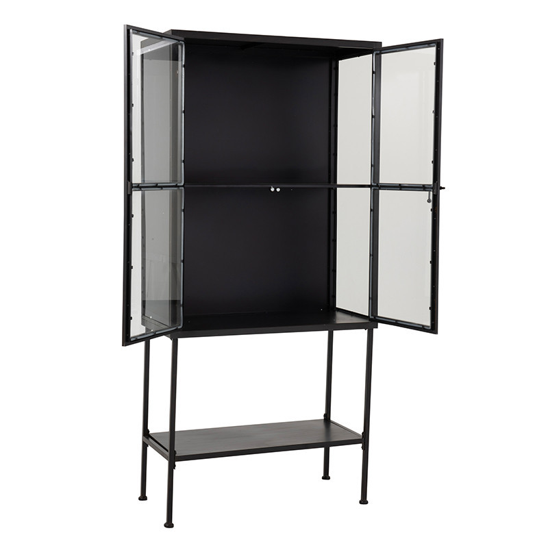 Meuble vitrine noir design en métal - Loise 