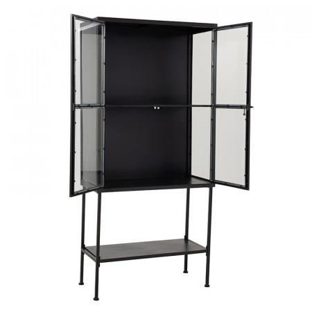Meuble vitrine noir design en métal - Loise 