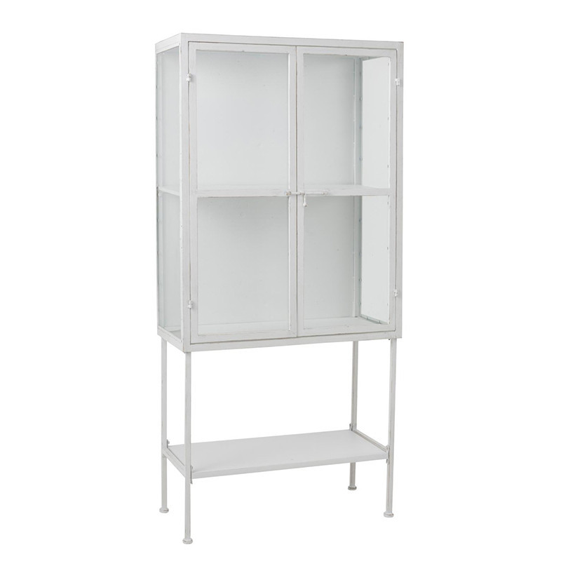 Meuble vitrine blanc design en métal - Loise