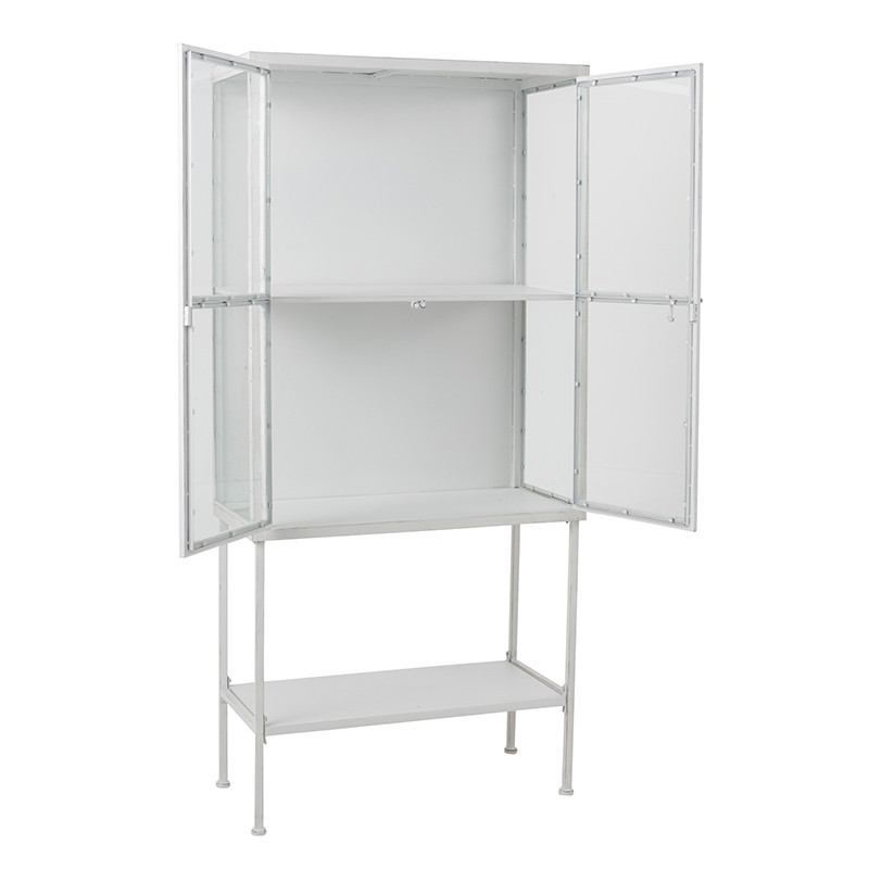 Meuble vitrine blanc design en métal - Loise 
