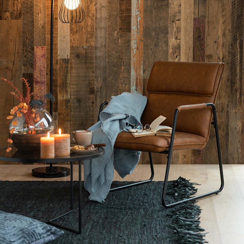 Fauteuil cuir marron industriel - Arke