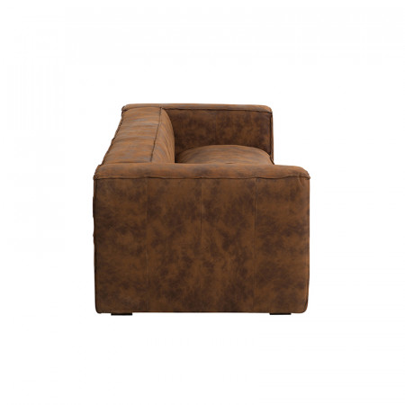 Canapé vintage en cuir marron vieilli - Bicy