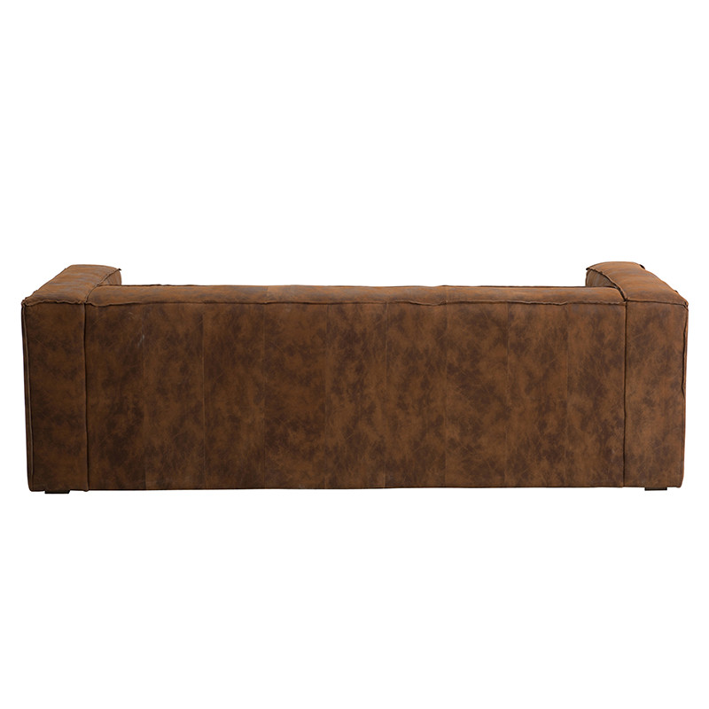 Canapé en cuir marron vieilli vintage - Bicy