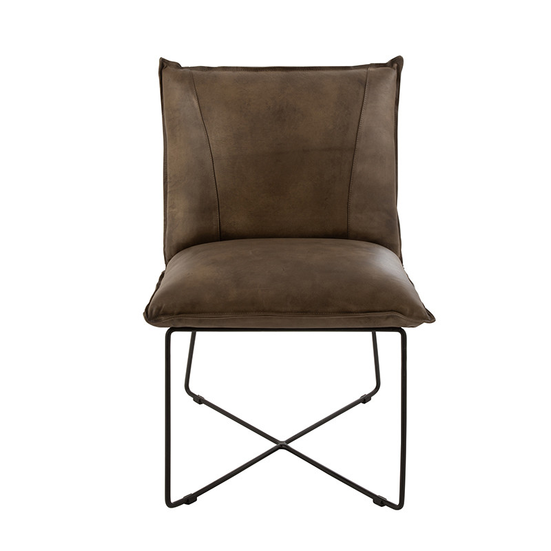 Fauteuil cuir marron industriel - Syl