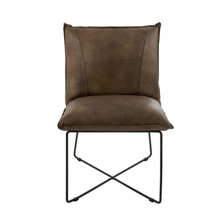 Fauteuil cuir marron industriel - Syl
