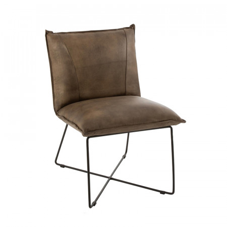 Petit fauteuil cuir marron industriel - Syl