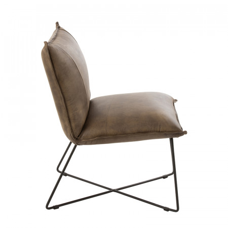 Petit fauteuil en cuir marron industriel - Syl