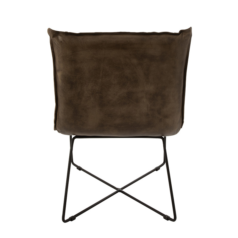 Petit fauteuil industriel en cuir marron - Syl