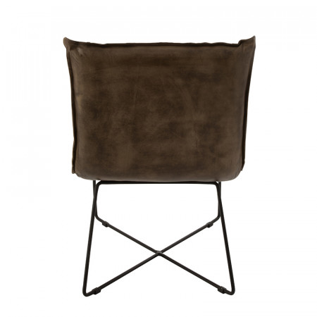 Petit fauteuil industriel en cuir marron - Syl