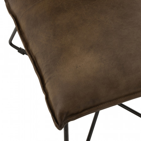 Petit fauteuil en cuir marron industriel - Syl