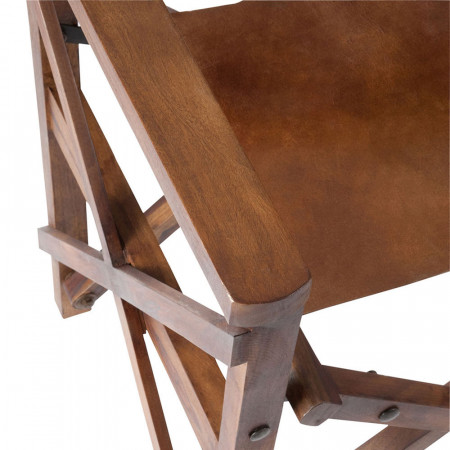 Chaise pliante design réalisateur en cuir marron - Regi