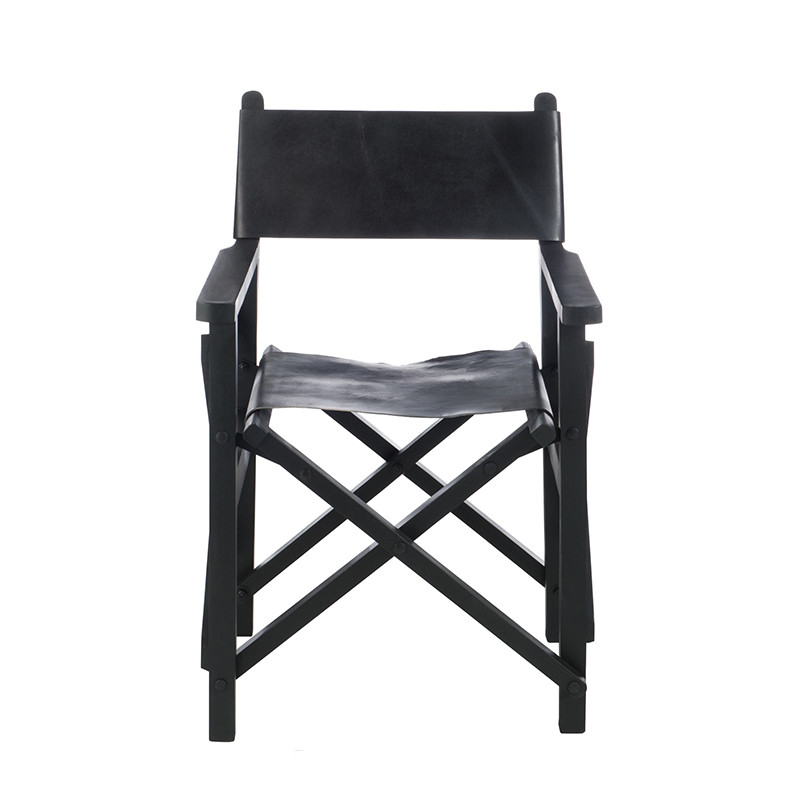 Chaise pliante régisseur design cuir noir - Regi