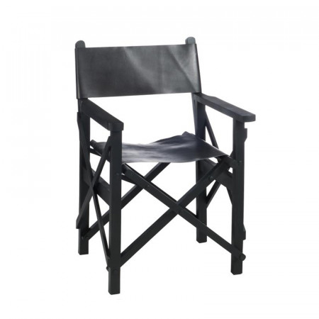 Chaise pliante design cuir noir style régisseur - Regi