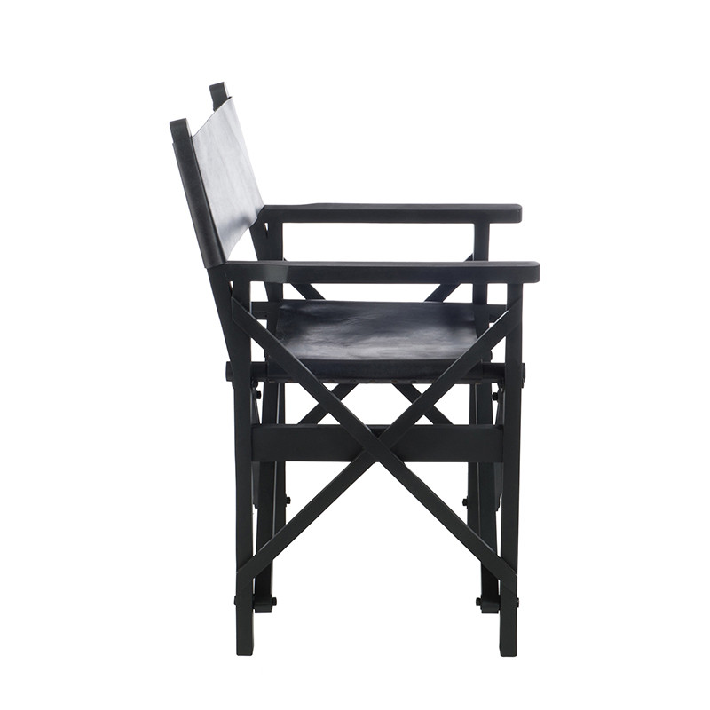 Chaise pliante régisseur design en cuir noir - Regi