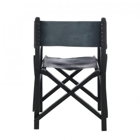 Chaise pliante design en cuir noir style régisseur - Regi