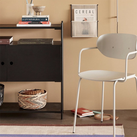 Chaise blanche vintage bois avec accoudoirs Hubsch - Mia