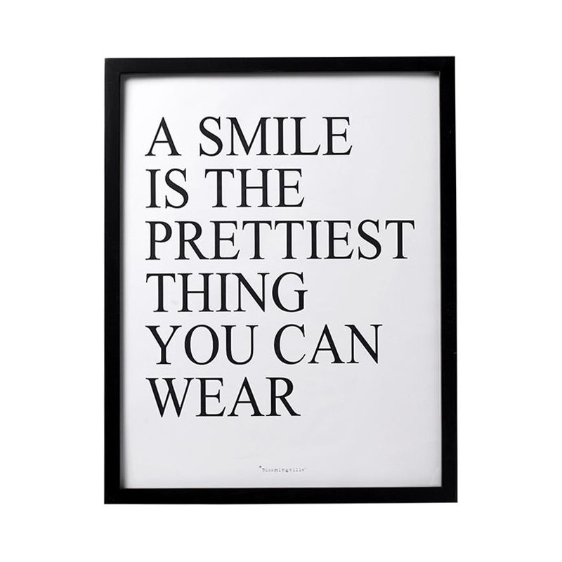 Cadre déco noir avec message Bloomingville - Smile 