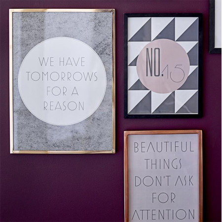 Cadre déco en cuivre avec message Bloomingville - Attention 