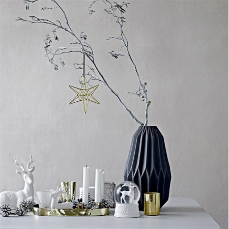 Vase gris géométrique Bloomingville - Fluted 