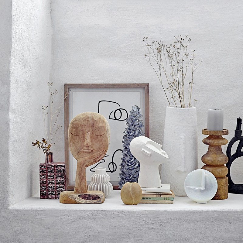 Sculpture visage abstrait blanc Bloomingville - Arty 