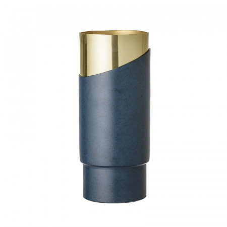 Vase bleu doré design Bloomingville en aluminium - Gold 