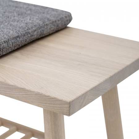 Banc d´entrée en bois et coussin gris style scandinave - Lucie 