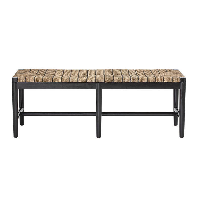 Banc pieds bois noir et jonc naturel Bloomingville - Nori 