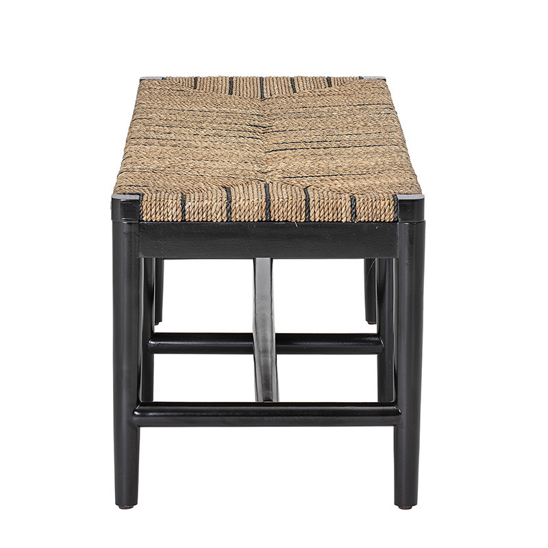 Banc pieds bois noir et jonc naturel Bloomingville - Nori 