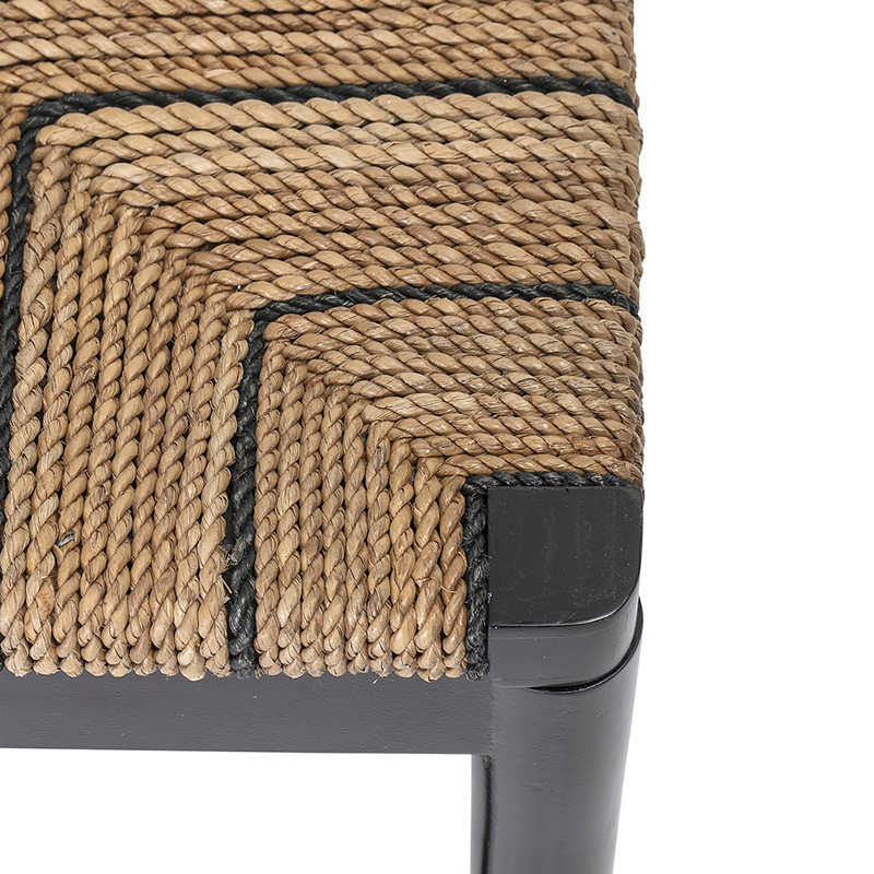 Banc pieds bois noir et jonc naturel Bloomingville - Nori 