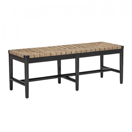 Banc jonc naturel pieds bois noir Bloomingville