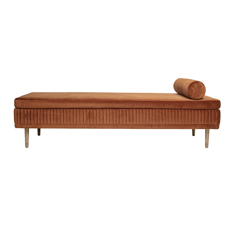 Méridienne design en velours orange - Marn 