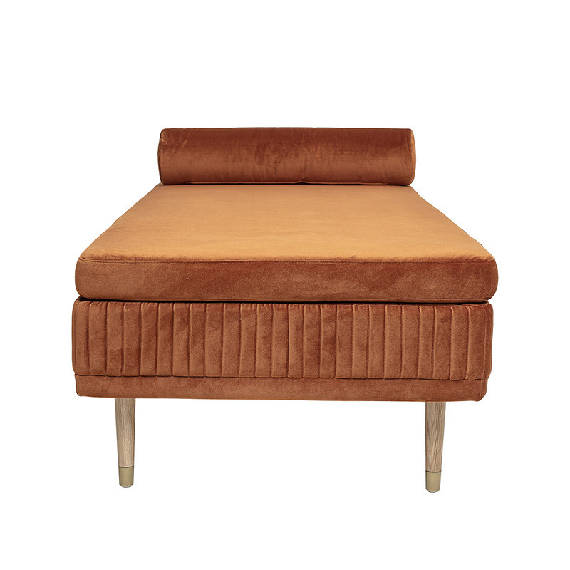 Méridienne design en velours orange - Marn 