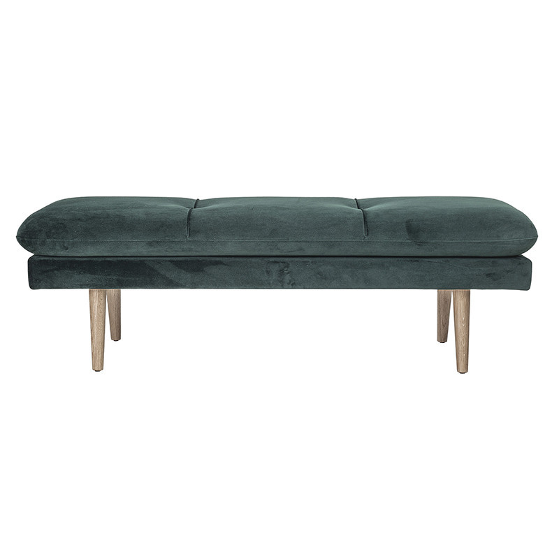Banc vert en velours pieds bois Bloomingville