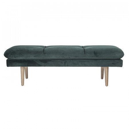 Banc vert en velours pieds bois Bloomingville