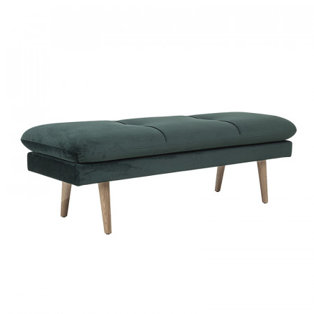 Banc en velours vert pieds bois Bloomingville